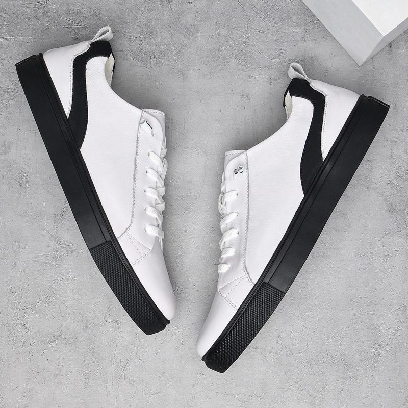 Men'S Shoes Spring Autumn Newest Genuine Leather Fashion Man Casual Soft Sole Shoes British Trend All-Match Skateboard Sneakers Men