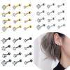 8PCS/Lot Square Heart-shaped Crystals Zircon Mini Ear Studs Sets Stainless Steel Hypoallergenic Earring Piercing Nose Lip Stud