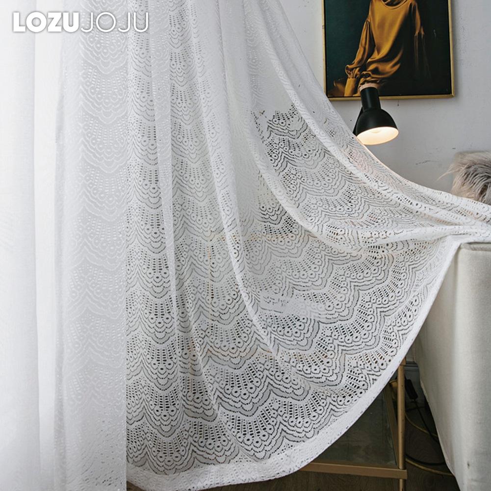 1 шт. LOZUJOJU 10-20% затемнение французский стиль простой романтический кружевной основы вязаный чистый белый газовый занавес для гостиной спальни балкона домашний декор