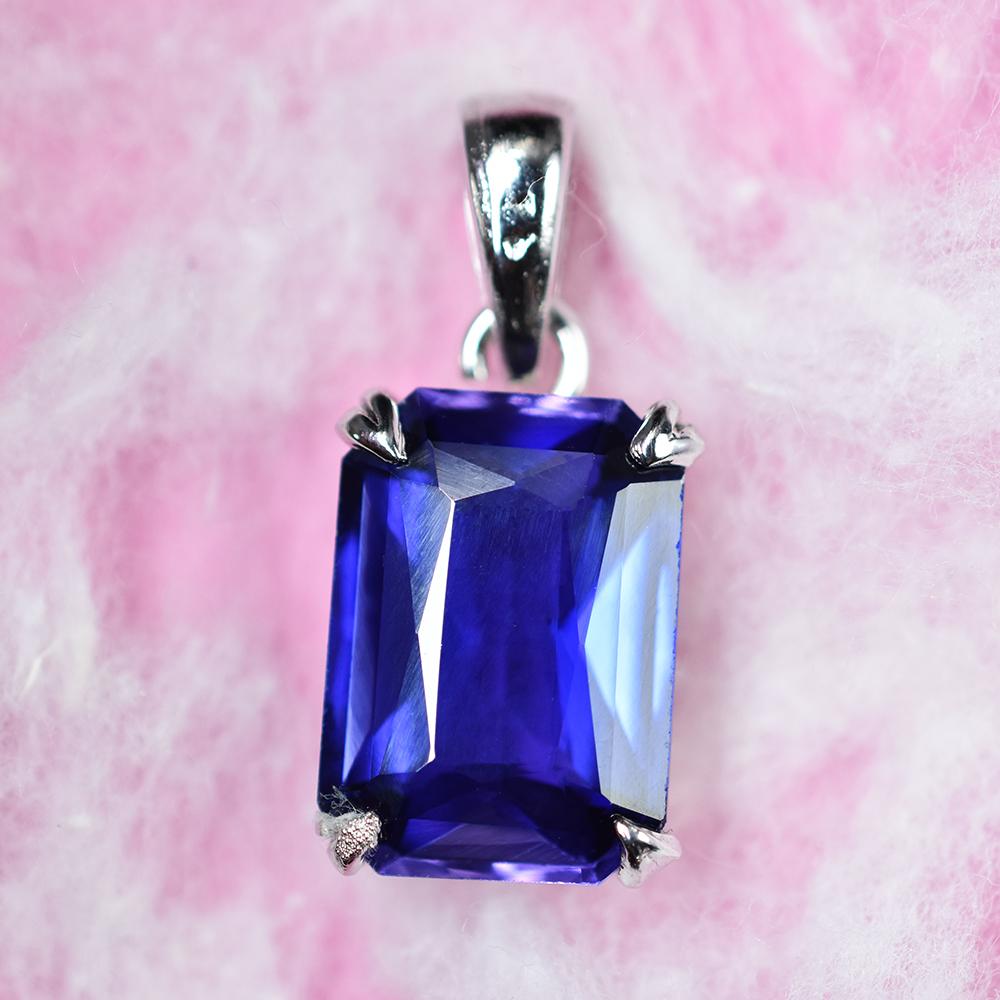 Natural 16.55 Ct Tanzania Blue Tanzanite Pendant Emerald Cut CERTIFIED Gemstone MY.PDS-351-NS