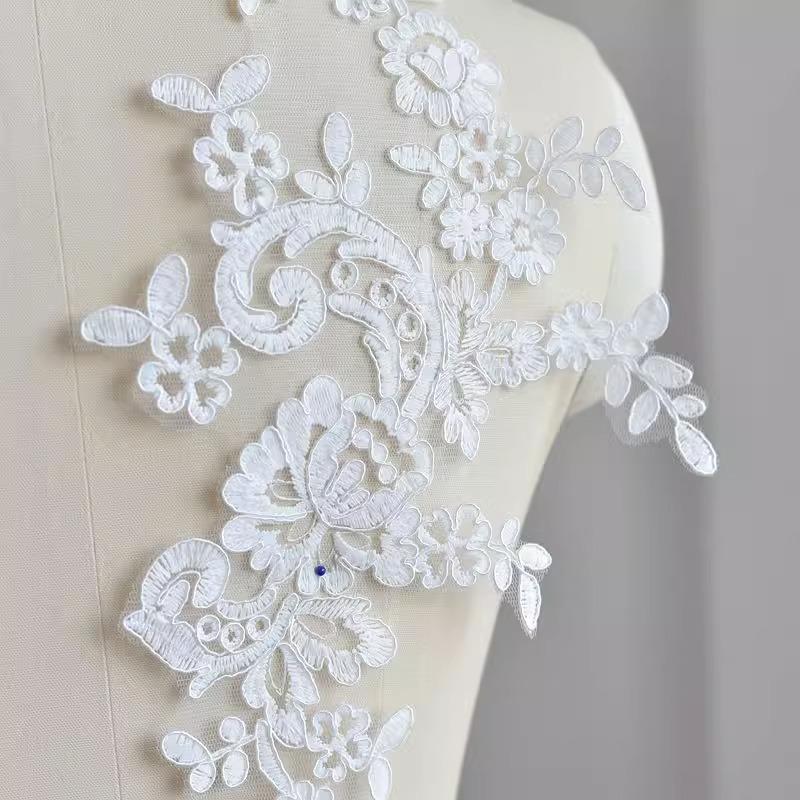 Car Bone Lace Embroidered Milk Silk Patch Wedding Dress, Clothing Doll Clothes Veil Headgear Diy Accessories Decal