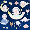 Self-Adhesive Cloth Sticker Universe Planet Embroidery Sticker Astronaut Pattern Sticker Clothes Hole Patch Sticker Bag Decorative Sticker