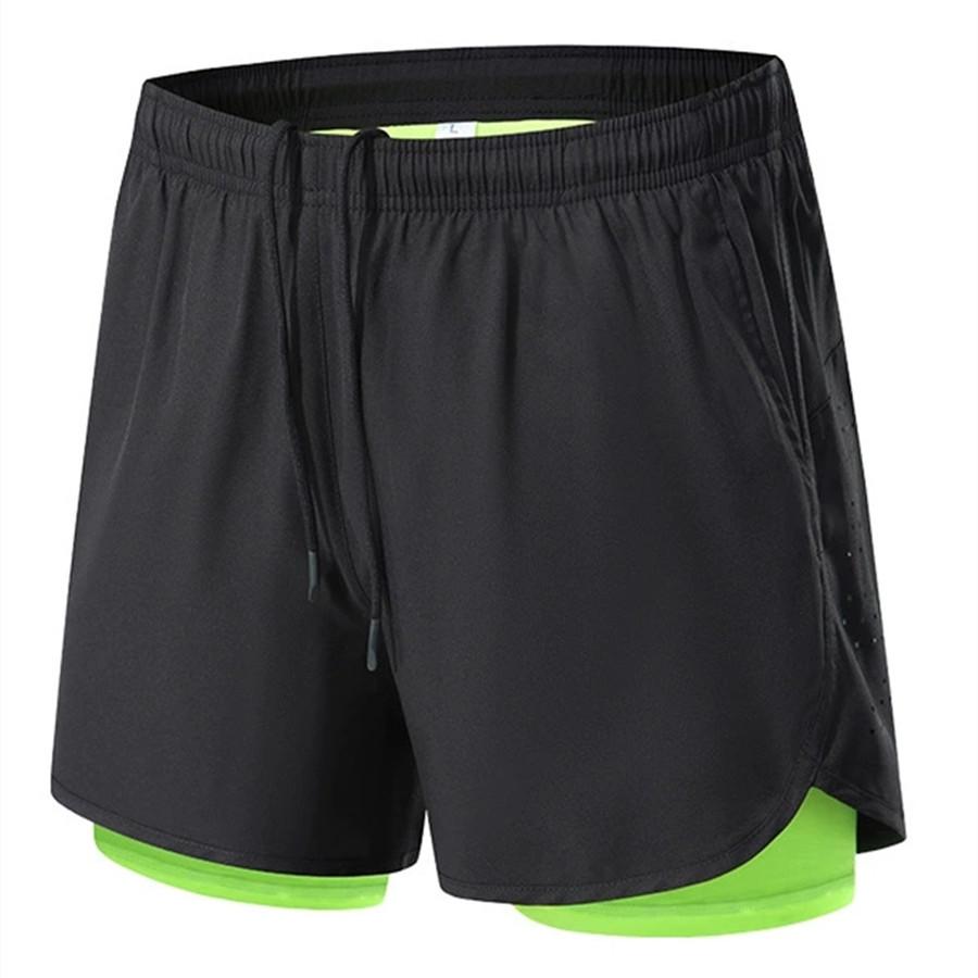 Мужские шорты 2-в-1, двухслойные, со встроенным карманом, быстросохнущие, подходят для занятий в спортзале, фитнесом, пилатесом, спортом на открытом воздухе, бегом, теннисом, бадминтоном