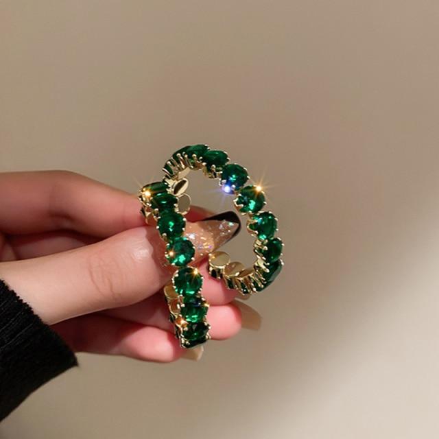 Роскошные серьги-кольца высокого качества с инкрустацией CZ, круглые зеленые серьги с кристаллами циркона для женщин, эффектные ювелирные изделия для помолвки