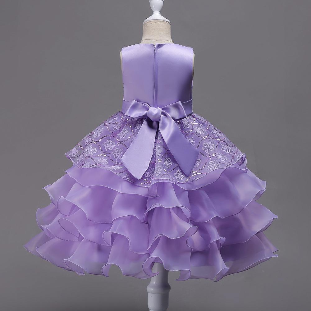 Baby Girls Beading Bow Ball Gown Pageant Wedding Dress Girl Elegant Lace Long Party Princess Bridesmaid Dresses Clothes Kids Flower Embroidery Costume