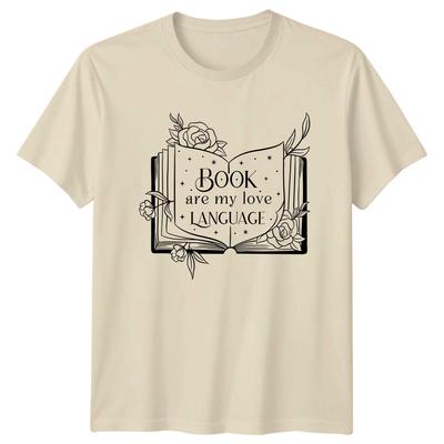 Футболка «Книги — мой язык любви» Цветочная футболка для книголюба