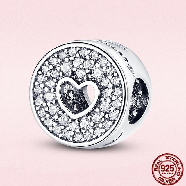Круглые бусины в виде сердца из стерлингового серебра 925 пробы с изображением животных подходят для оригинального модного браслета-подвески DIY, модное серебро 925 пробы для изготовления ювелирных изделий