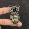 Copper Stichtite Pendant Copper Wire Wrapped Pendant Gemstone Copper Jewelry Black Color Evil Eye Pendant Handmade Owl Pendant Gift For Her