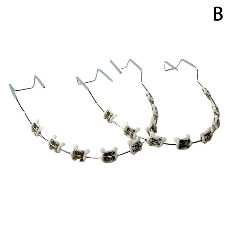 1 пара мультяшных накладных брекетов, разноцветные брекеты для зубов, временные металлические дуги, металлический брекет, ортодонтические лигатурные резинки, стоматологический инструмент