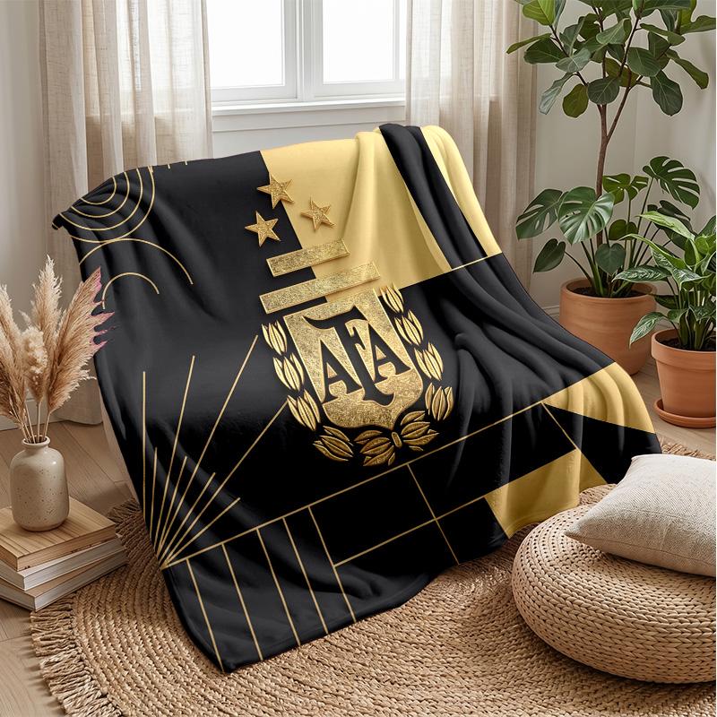 Argentina Football Printed Flannel Blanket Skin Friendly Warm Decorative Throw for Indoor Couch Bed Daily Use