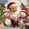 Christmas Decoration Sign,hanging decoration,2D Flat Wooden Product with The Pattern of Santa Claus and snowman,Christmas Gifts for Friends and Family