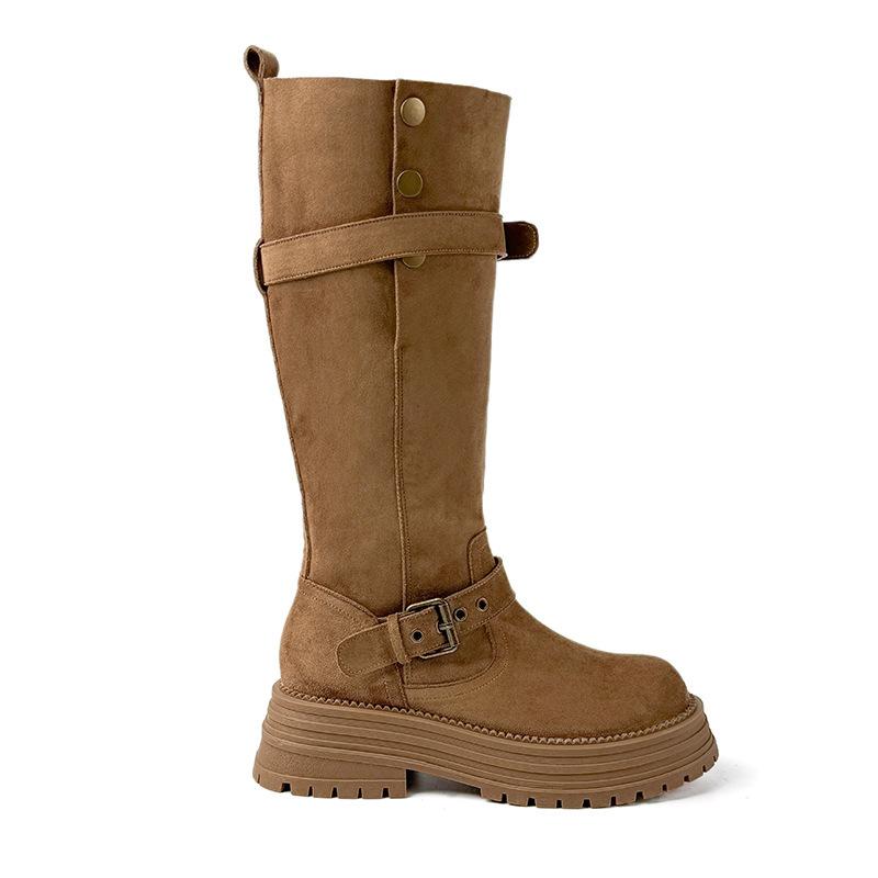 Boots Women'S Autumn And Winter New Chelsea Martin Boots Khaki But Knee Boots British Knight Boots