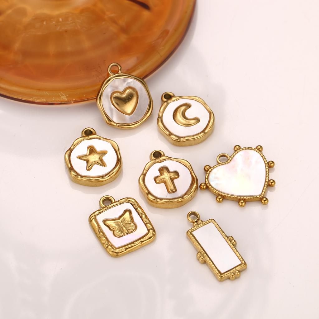 3Pcs Stainless Steel Heart/Butterfly/Star Charms Natural Seashell Waterproof Pendants DIY Women Necklace/Earrings Jewelry Making
