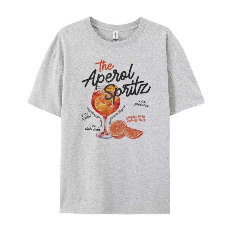 Aperol Spritz Ретро Коктейль Графические Футболки Женские Милые Алкогольные Напитки Футболки Свободные Хлопковые Футболки С Напечатанным Изображением Унисекс Винтажный Топ Подарок