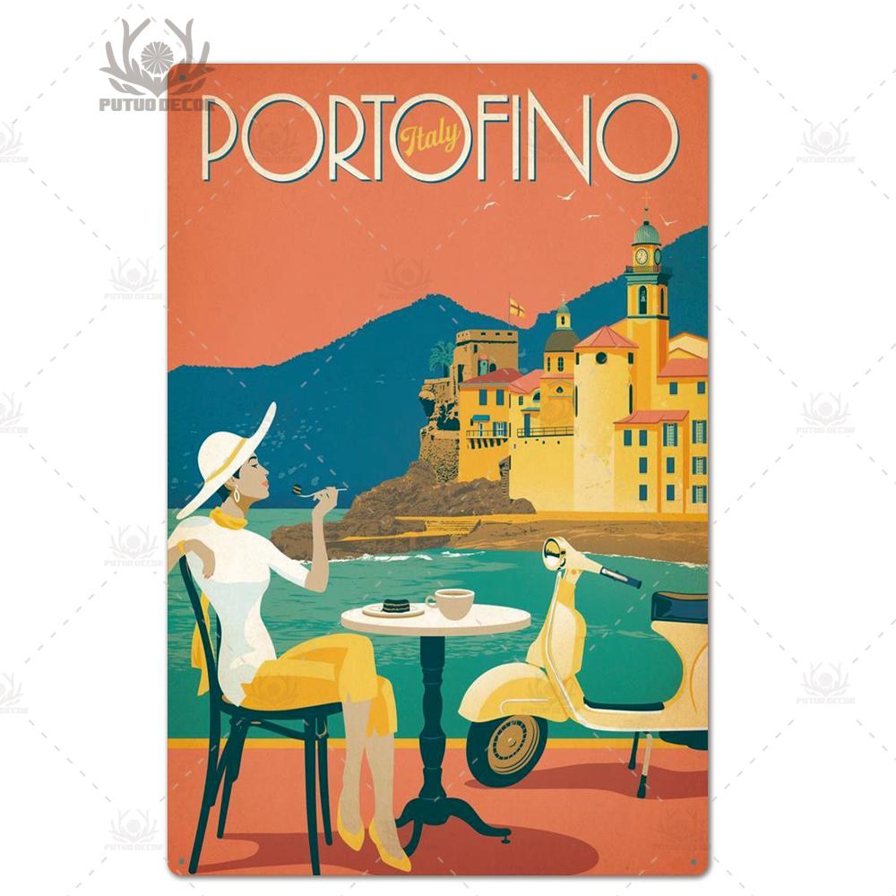 Decor Travel Tin Sign Plaque Metal Plate Vintage Wall Art Poster for Home Living Room Beach House Iron Painting