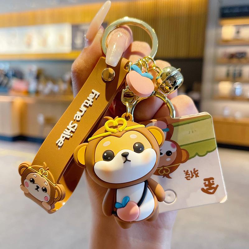 Брелок с изображением кролика Чай из мультфильма, милый кукла Сиба-ину со знаком зодиака, брелок для сумки, подвеска