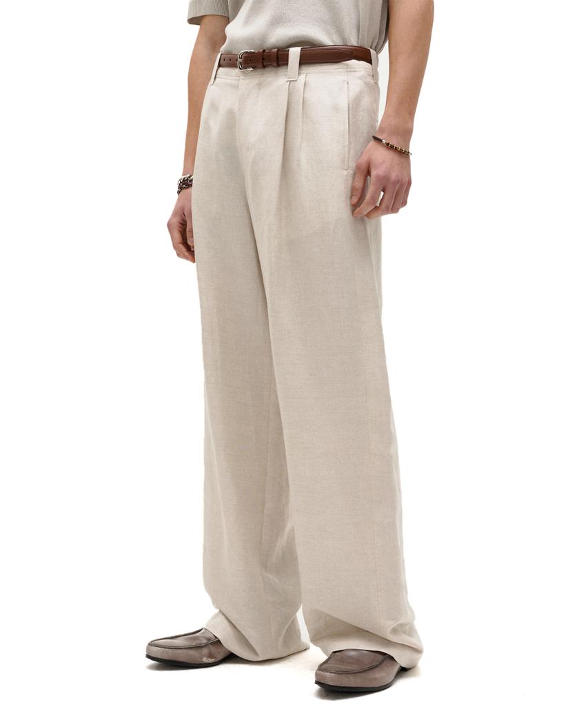 LMOOD Austin Linen Wide Pants Ecru