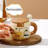 Кружка Honey Bear из утолщенной керамики с крышкой и ложкой, кофейная чашка, 3D магнитная съемная адсорбционная вешалка, посуда для питья