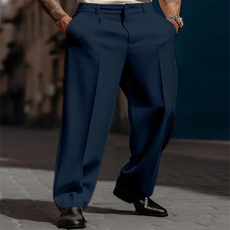 Men S Formal Straight Leg Solid Color Comfortable Breathable Outdoor Trousers