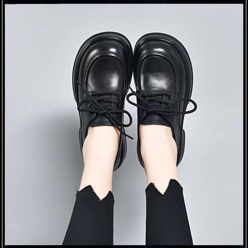 Британский стиль платформа шнуровка маленькие кожаные туфли мягкая подошва удобные для ходьбы одинарные туфли женские туфли 2025 весна и осень новые лоферы