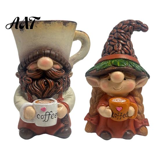 Housewarming Gifts for Coffee Lovers Gnome Ornaments, Cute Resin Figurines, Decorative Tabletop Small Sculptures Centerpiece Bar Decor & Kitchen