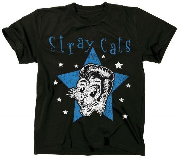 Винтажная футболка STRAY CATS Band Star Cat, хлопок, черная, унисекс, полный размер