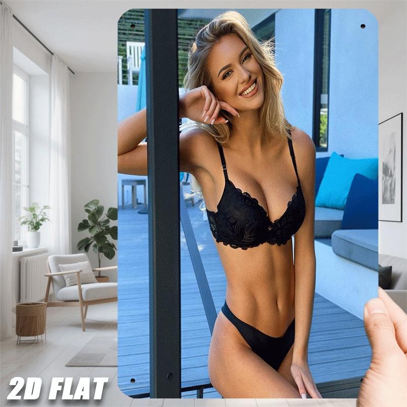 Vintage Retro Metal Wall Art Sign x Inch Bikini Woman Iron Photo Print Home Decor