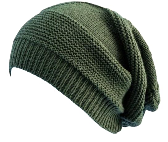 [sproutsy] Loose Fit Knit Beanie Hat, Stretchy Knit Material, Knit Beanie, Loose Fit Hat (JP, Numeric Size, 58.0 Cm, Olive)