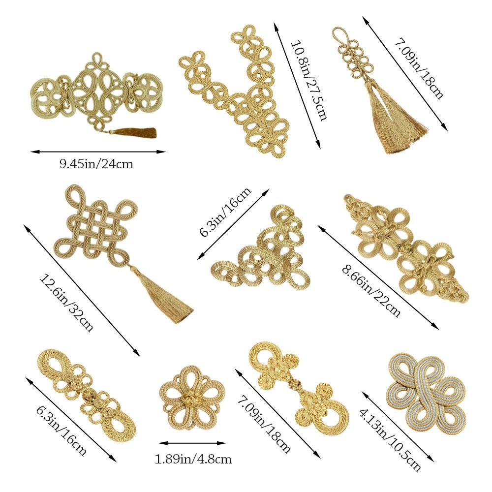 Golden Chinese Knot Buttons Handmade Tang Suit Buttons Cheongsam Buttons Cheongsam Making