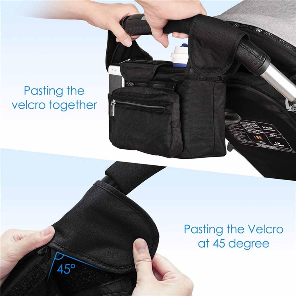 Universal Stroller Organizer with Waterproof Insulated Cup Holder for Stroller like Uppababy Baby Jogger