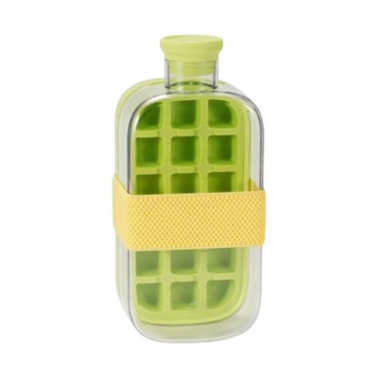 Curling Ice Cube Mold with One-Touch Release Flexible Ice Tray Portable Leak-Proof Water Bottle for Gym Travel Outdoor