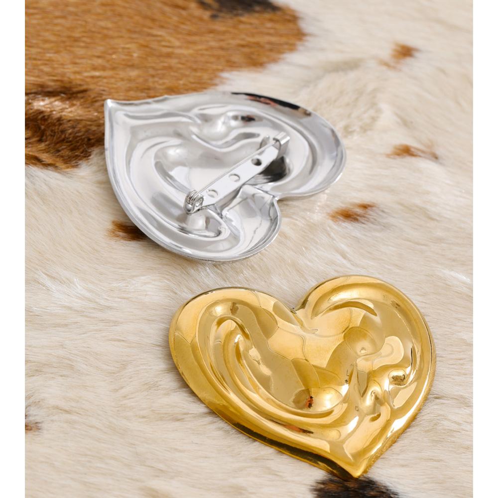 Yhpup Stainless Steel Ear Heart Love Punk Street Brooch Pin Waterproof Plated Clothes Hat Accessories Wholesale Cheap Accessory
