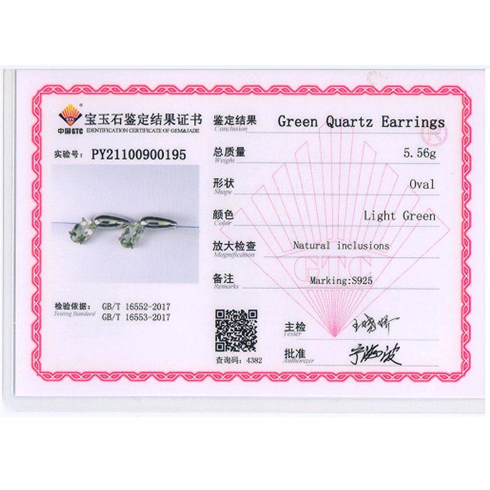 Bolaijewelry Натуральный зеленый аметист овальные серьги с драгоценными камнями 8*12 мм, серебро 925 пробы, простые женские изысканные ювелирные изделия, подарок