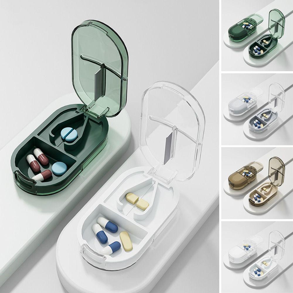 Portable Medicine Splitter Box 2 In 1 Powder Tablet Grinder Travel Medicine Pill Box Pills