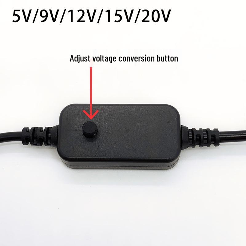 Adjustable Voltage USB-C To DC Fast Charging Cable for Optical Modems, Routers, and Laptops (5-20V, PD Decoy).