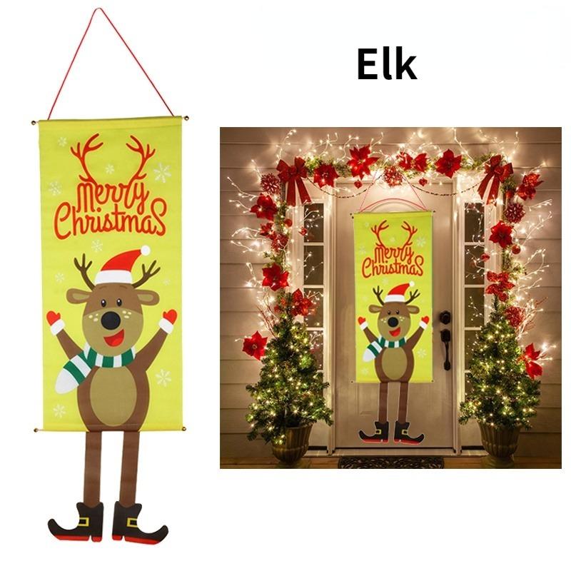 1set Merry Christmas Porch Door Banner Hanging Ornament Christmas Decoration for Home New Year Xmas Happy
