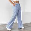 Women's Striped Wide Leg Pants Drawstring Waist Loose Fit Casual Trousers