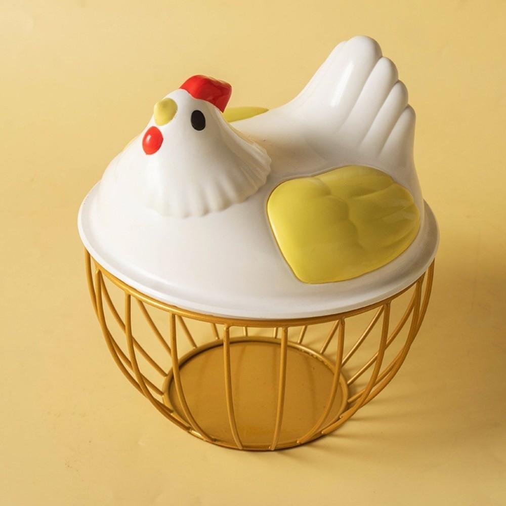 Rustic Egg Container Storage Hollow Iron Basket Hen Shape Egg Basket Kitchen Accessories