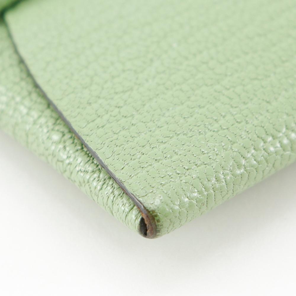 Hermes Bastia Coin Purse Green Shave Women Used