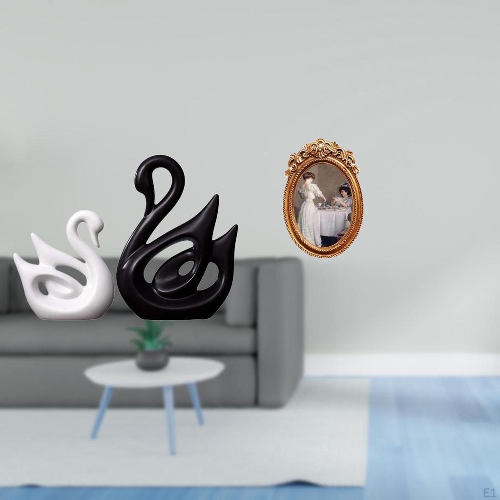 Фарфоровая скульптура пара лебедей с ornate resin photo frame Элегантный коллекционный предмет животное