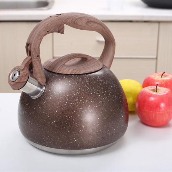 Чайник из нержавеющей стали со свистком, деревянная ручка, чайник, посуда для кипячения воды