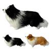 Simulated Plush Sheepdog Model Lifelike Mini Dog Toy Stuffed Animal Doll Home Office Desktop Decoration Ornament