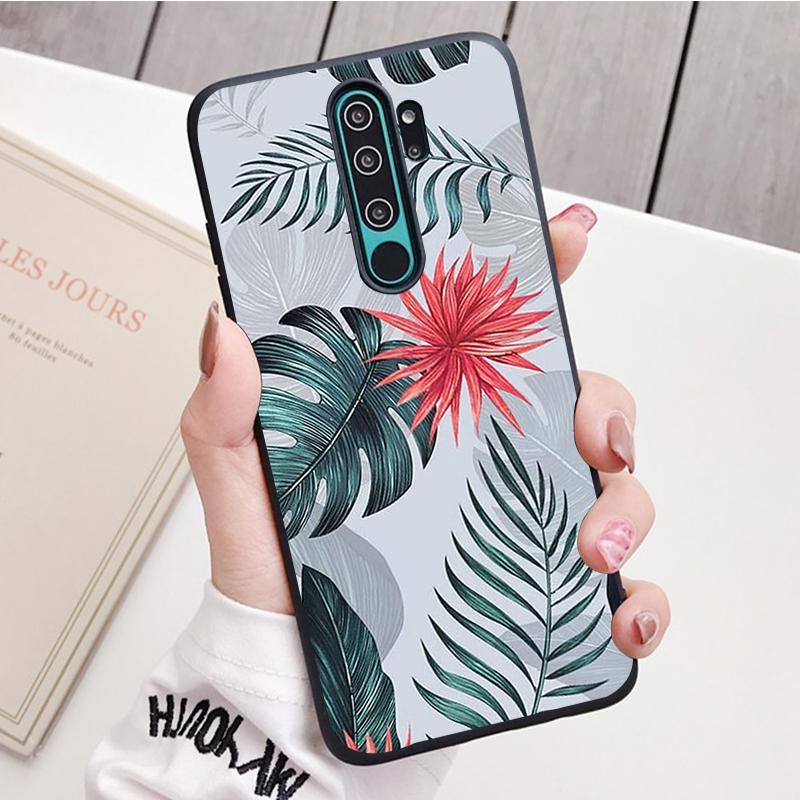 Retro Banana Leaf Flower Black Silicone Phone Case For Redmi Note 8 7 Pro S 8T for Redmi 9 7A Cover Shell