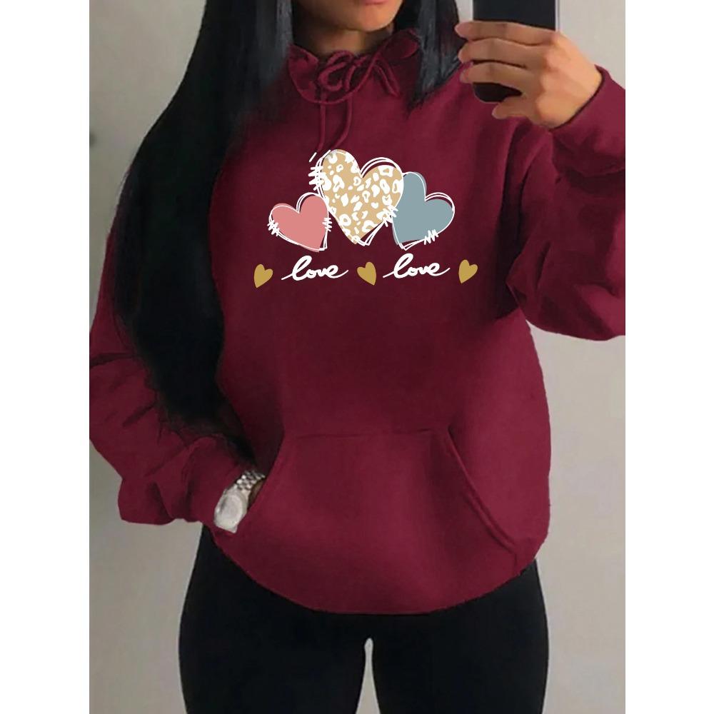 Розовый леопардовый принт сердце комбинированная печать женское худи свободное хип-хоп худи повседневная флисовая спортивная одежда Y2K худи