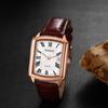 Мужские часы квадратные кожаные часы Seiko водонепроницаемые: Кварцевые часы с кожаным ремешком и прямоугольным циферблатом, мужские часы с римскими цифрами, классные деловые, повседневные, коричневые