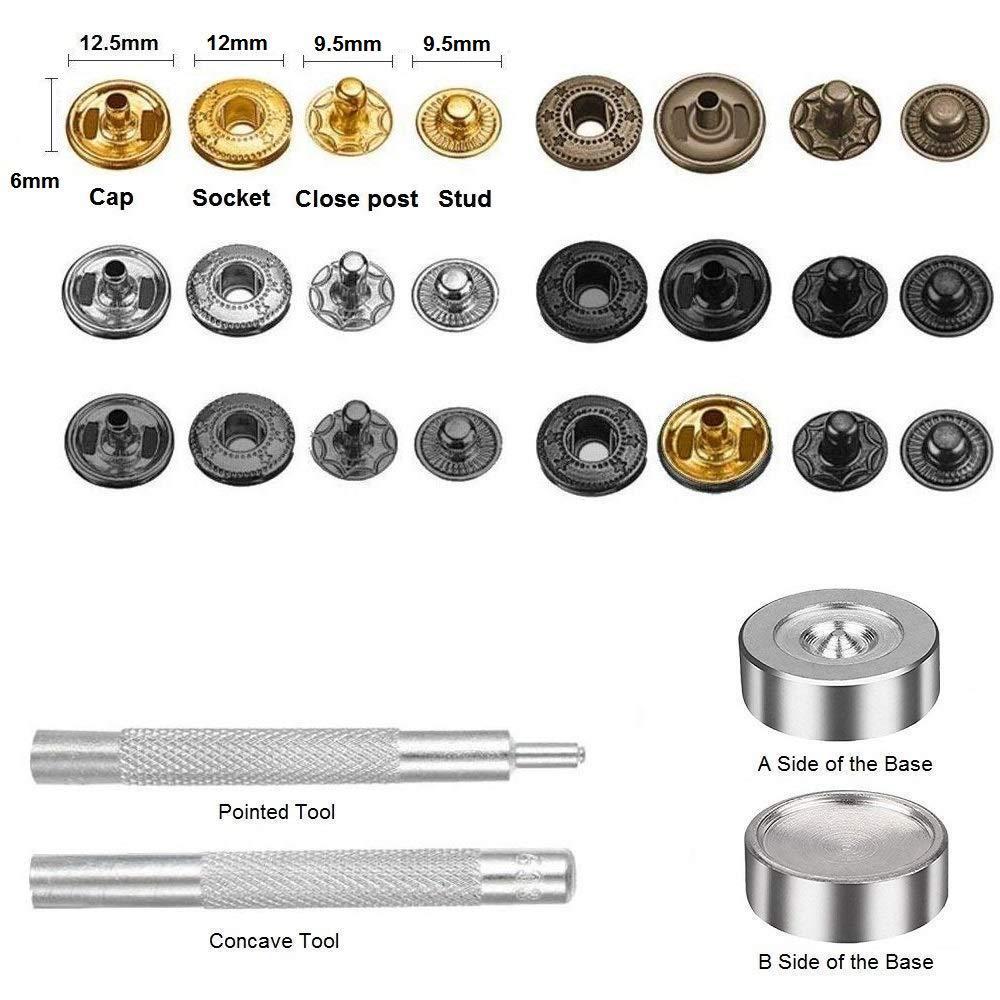 25 Компл./Упак. 10/12/15мм Металлические Кнопки-Кнопки Швейная Пуговица Кнопка-Застежка + 2шт Инструменты + 1шт Основание для Шитья Кожаное Ремесло Одежда Сумки