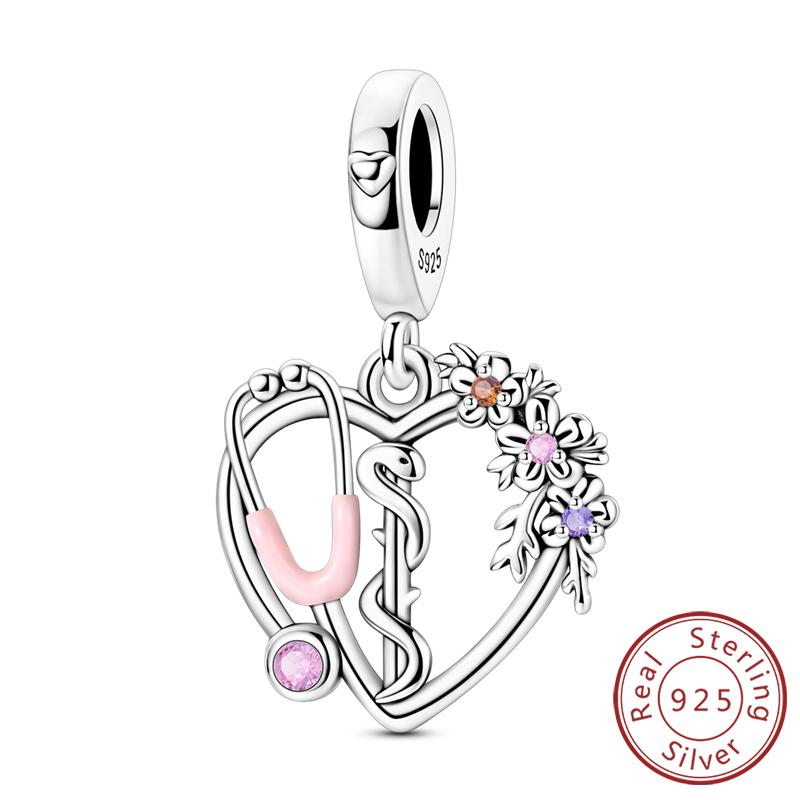 Silve Charms Бусины Кролик Робот Любовь Щенок Собака Шарм Подходит Оригинальный Браслет Бангл Подвеска Подвеска Женские Украшения Подарок