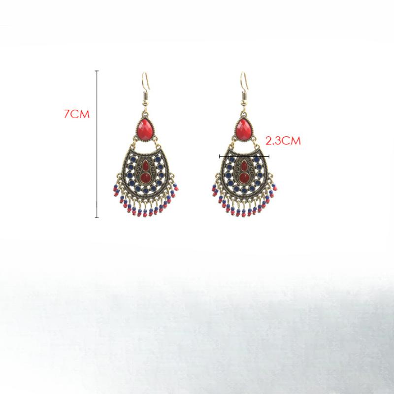 GemChic женские новые винтажные красочные капли воды рисовые бусины кисточки бахрома серьги этническая мода крючки серьги на день рождения рождественский подарок ювелирные изделия