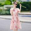 Популярное французское цветочное платье женское летнее новое темперамент талия тонкая красивая юбка
