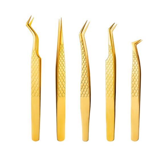 5 шт. пинцетов для наращивания ресниц из нержавеющей стали, точные прямые пинцеты с резным кончиком из волокна, профессиональные пинцеты для ресниц